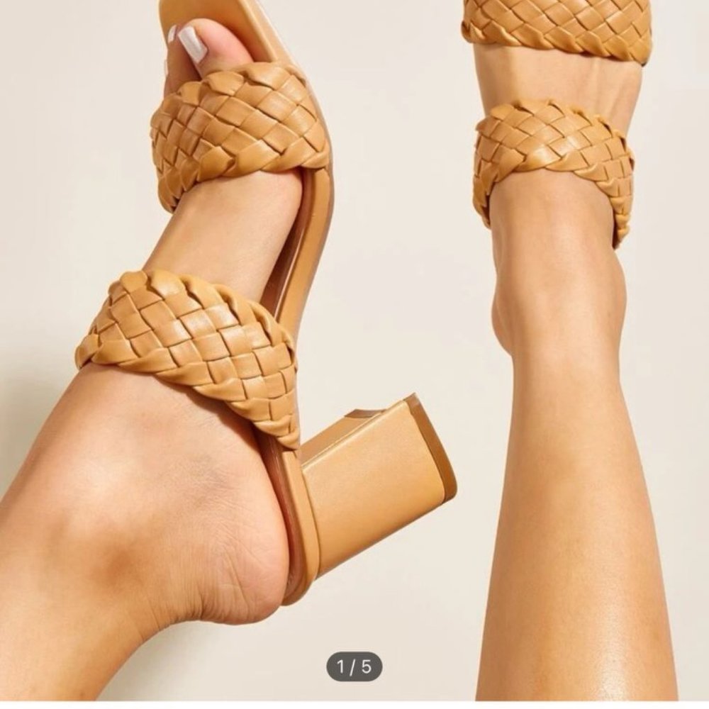 SHEIN Minimalist Braided Design Chunky Sandal Mules